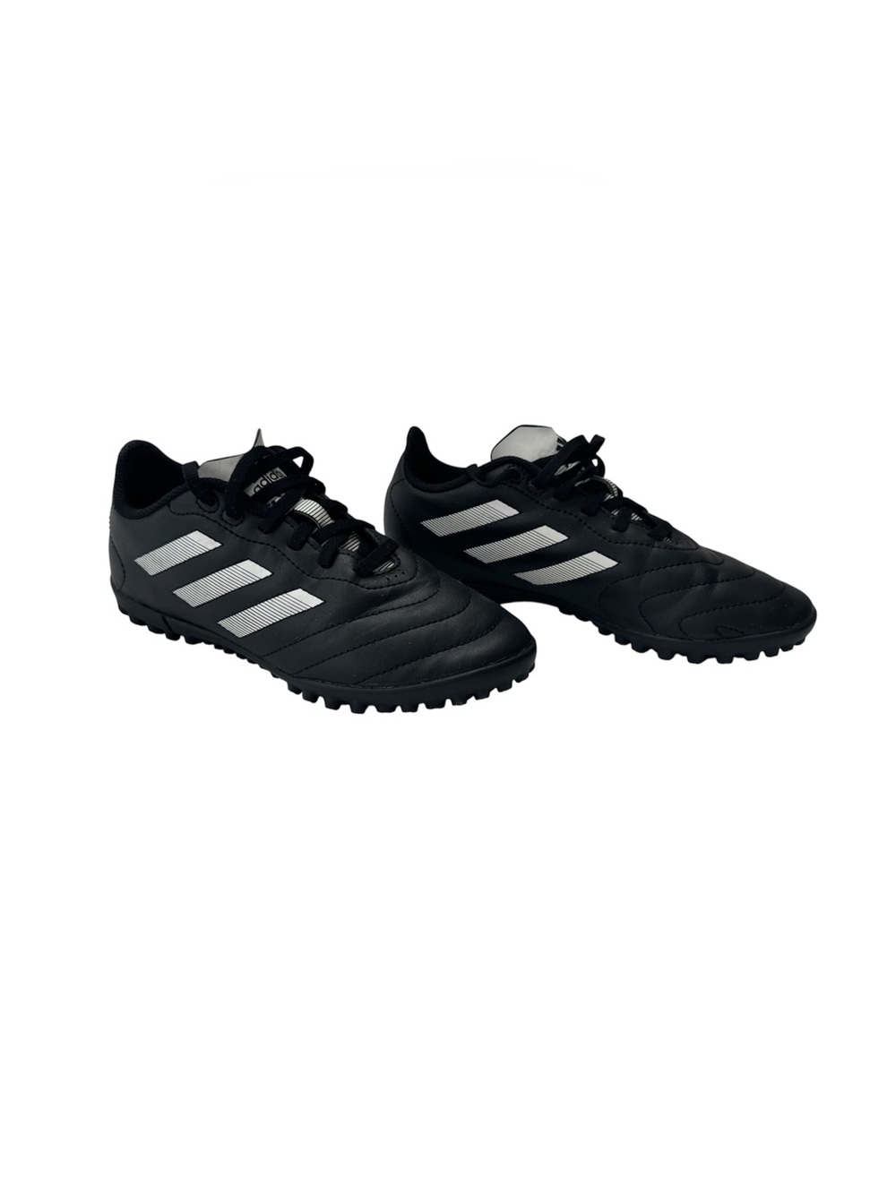 ADIDAS Black Soccer Turf Shoes with White Stripes Sizes 3 Kids Indoor Shoes